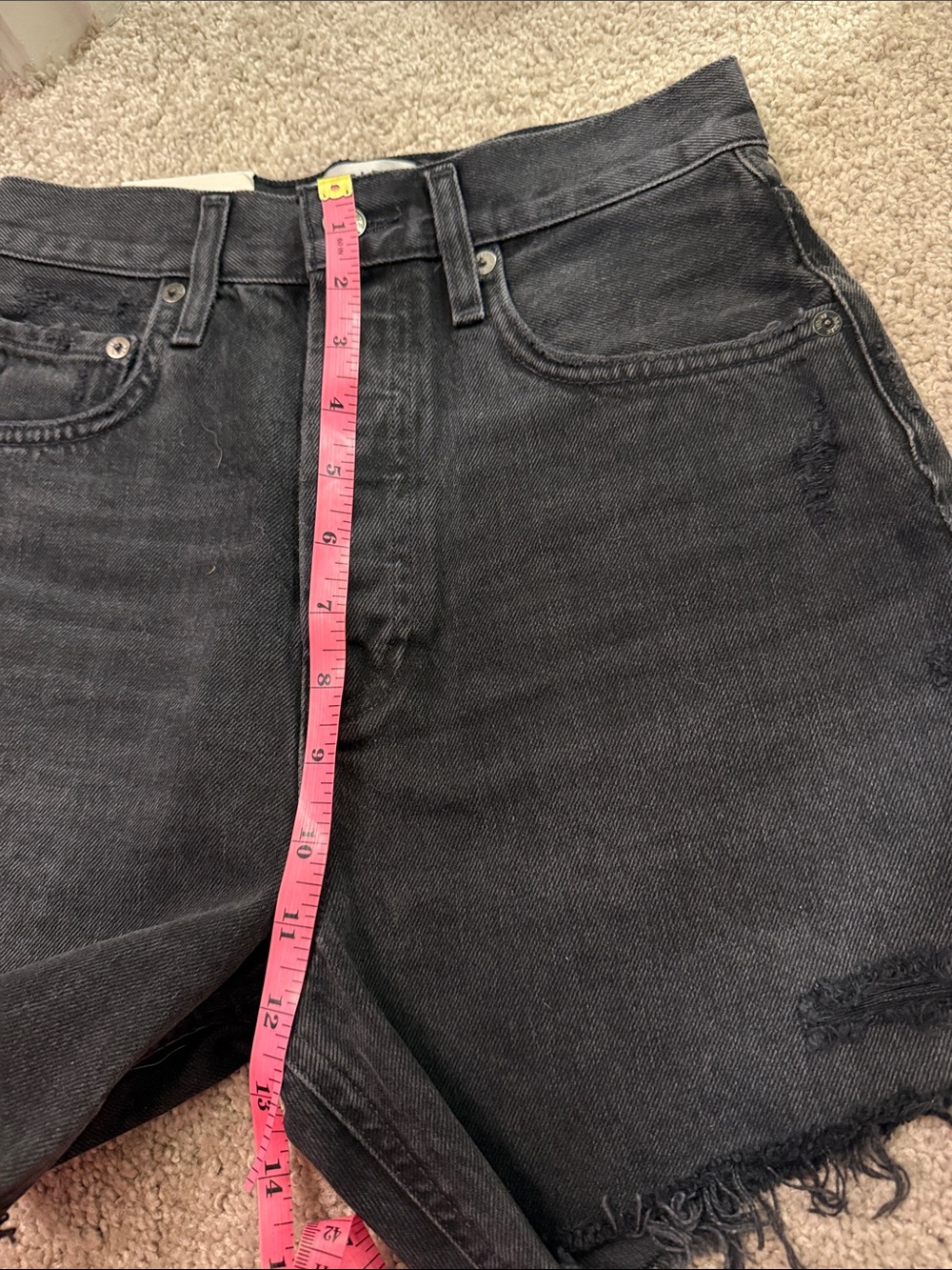 NWT Agolde Riley High Rise Slim Short In Vortex Black Size 24 - Picture 9 of 10